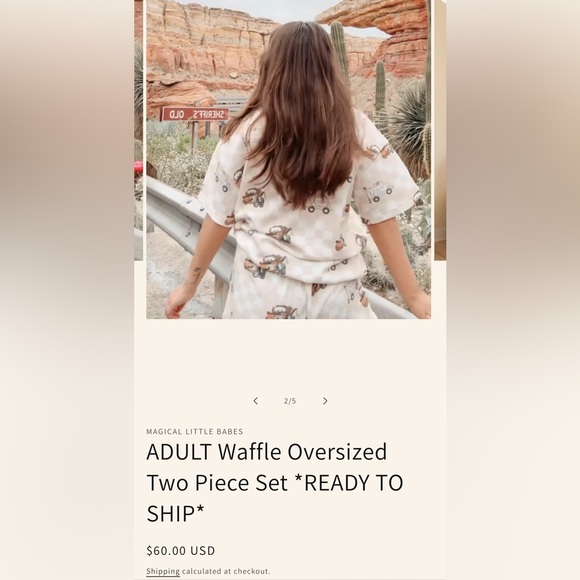 Patterned Pajama Set - Cream and Brown